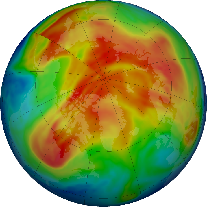 Arctic ozone map for 25 January 2019